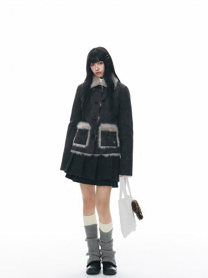 NAPSNAPS Dark Gray Ruffle Splice Double Layer Women&
