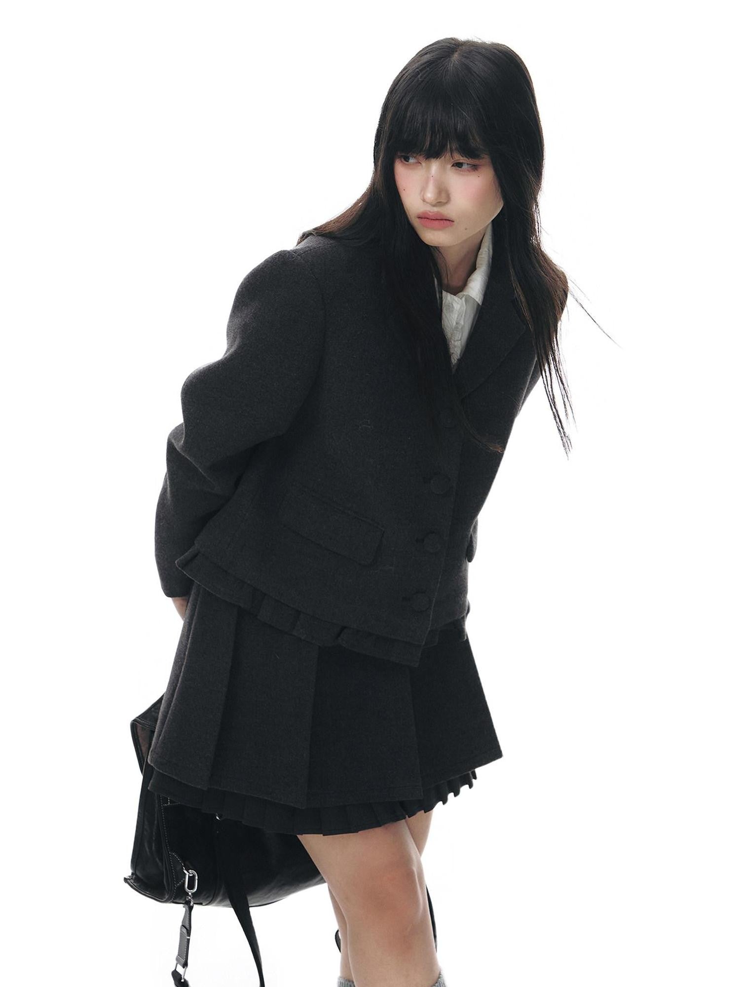 NAPSNAPS Dark Gray Ruffle Splice Double Layer Women&