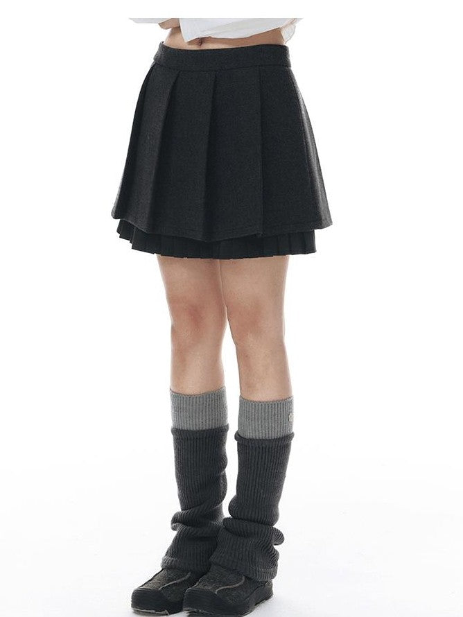 NAPSNAPS Dark Gray Ruffle Splice Double Layer Women&