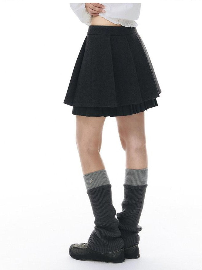 NAPSNAPS Dark Gray Ruffle Splice Double Layer Women&