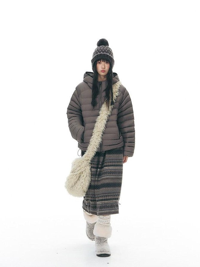 NAPSNAPS Deep Gray Ribbed Quilted Hooded Zippered Women&