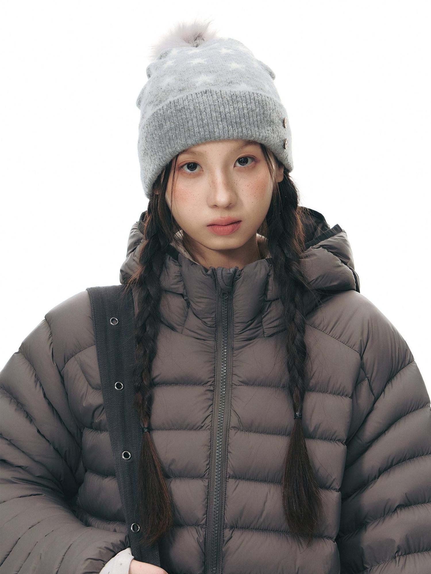 NAPSNAPS Deep Gray Ribbed Quilted Hooded Zippered Women&