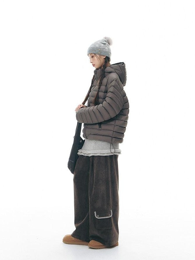 NAPSNAPS Deep Gray Ribbed Quilted Hooded Zippered Women&
