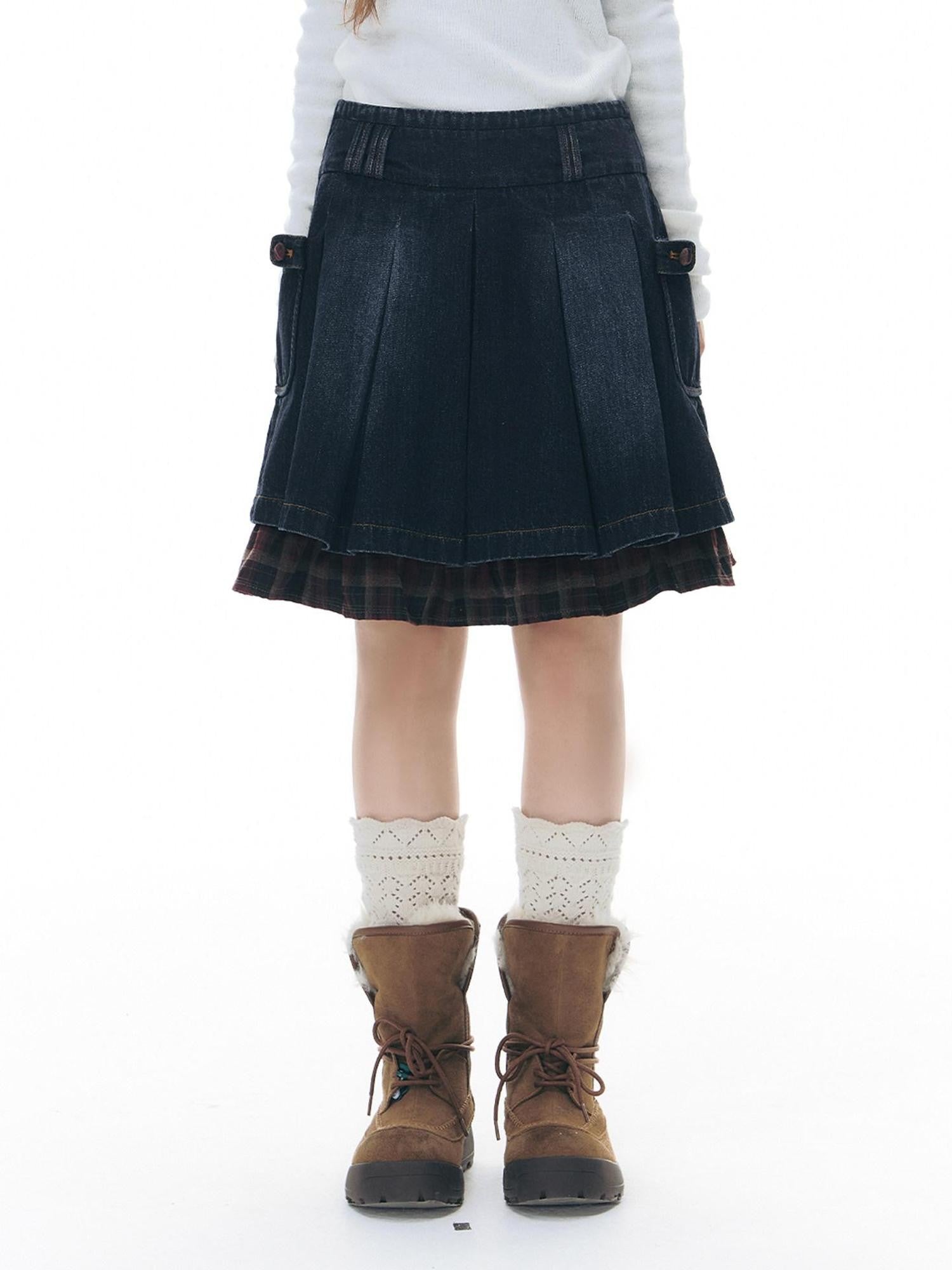 NAPSNAPS Denim Distressed Detachable Fur Collar Polo Collar Women&