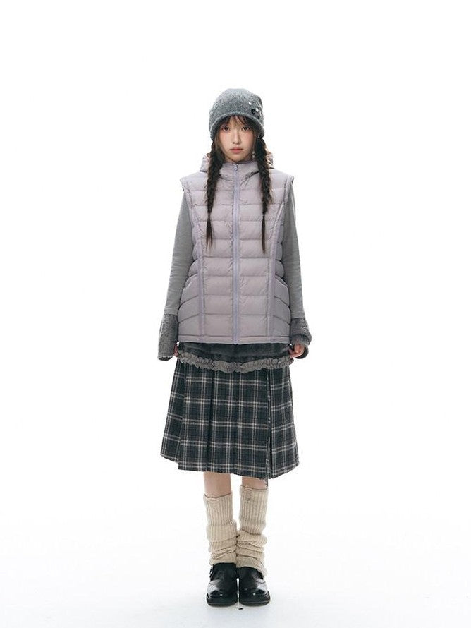 NAPSNAPS Detachable Sleeve Hooded Ribbed Women&