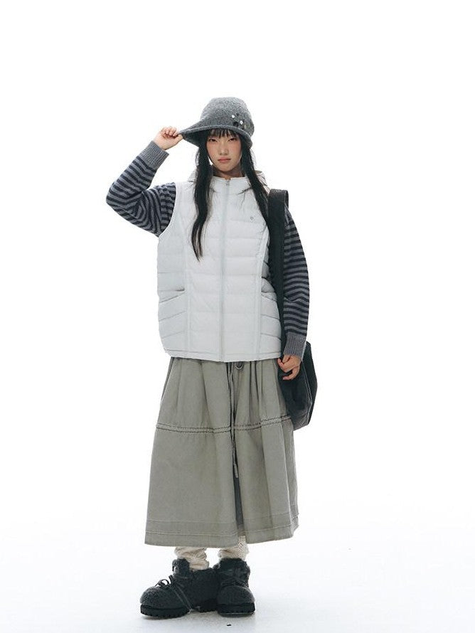 NAPSNAPS Detachable Sleeve Hooded Ribbed Women&
