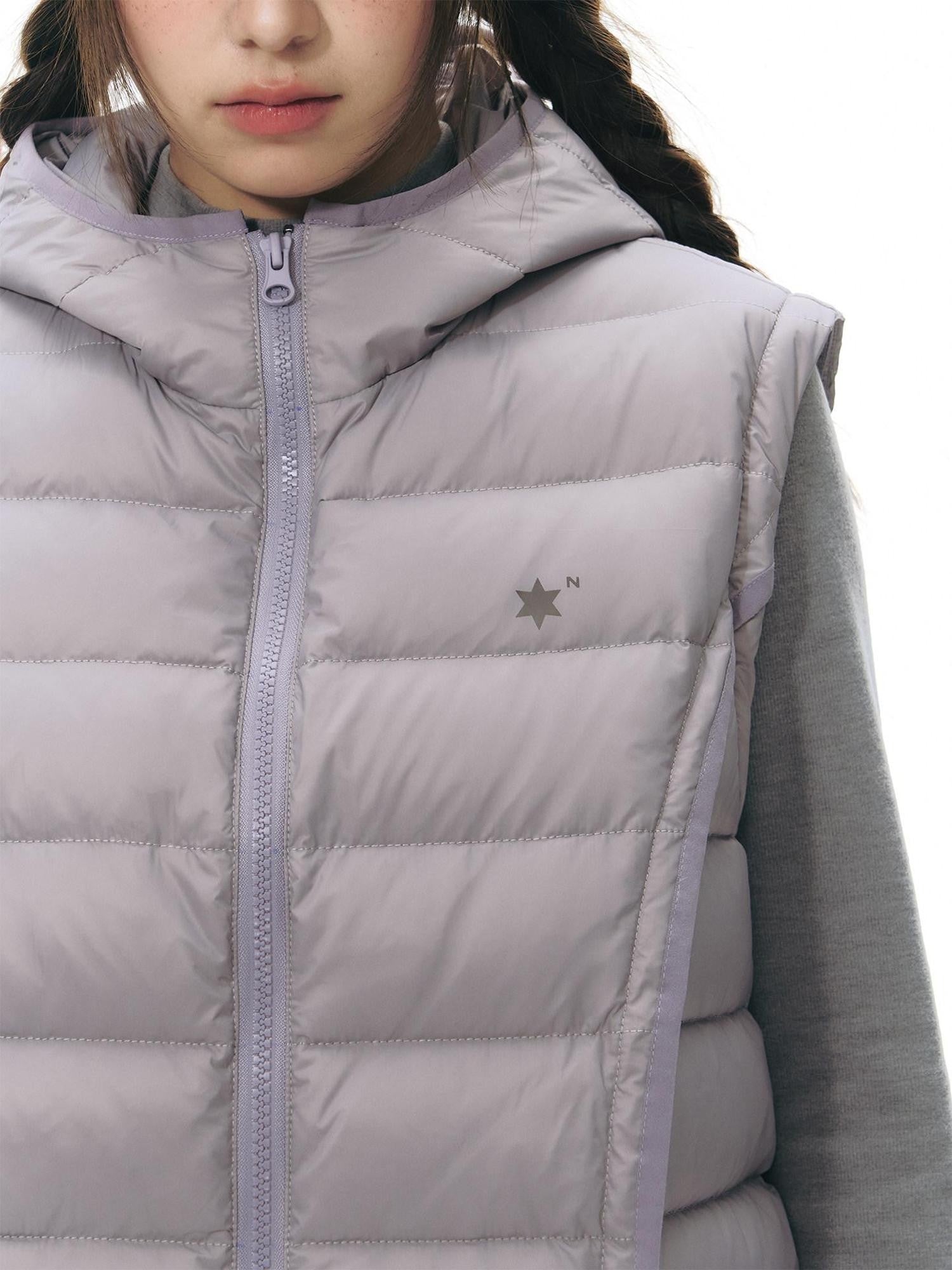 NAPSNAPS Detachable Sleeve Hooded Ribbed Women&