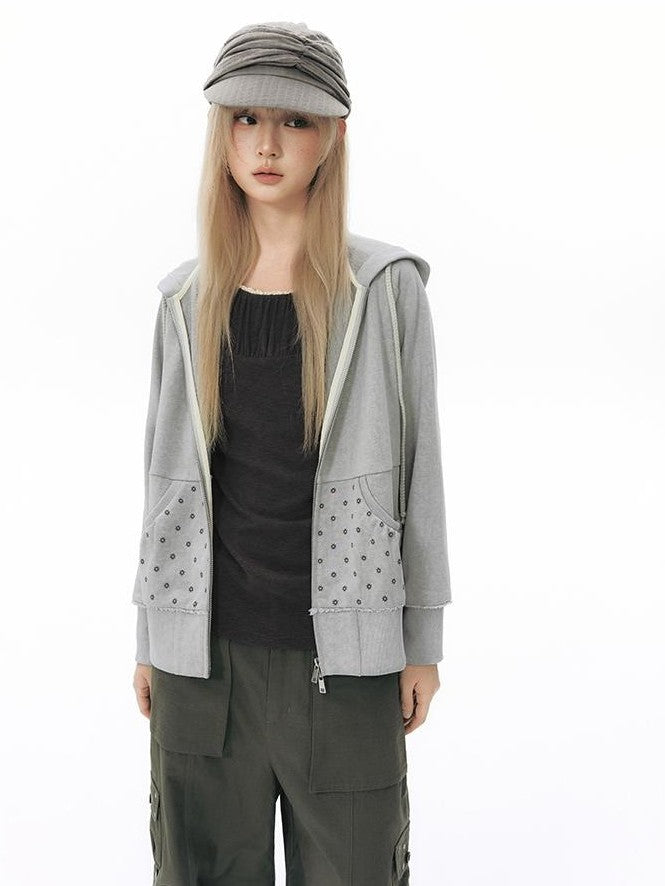 NAPSNAPS Distressed Geo Print Raw Edge Raglan Women&