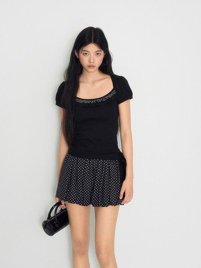 NAPSNAPS Doll Collar Embroidered Polka Dot Women&