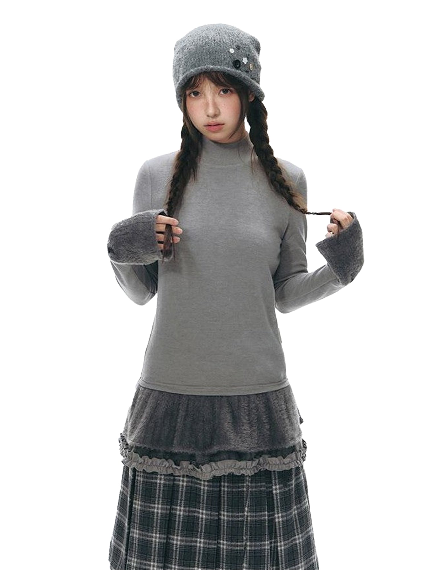 NAPSNAPS Doll Collar Patchwork Women&