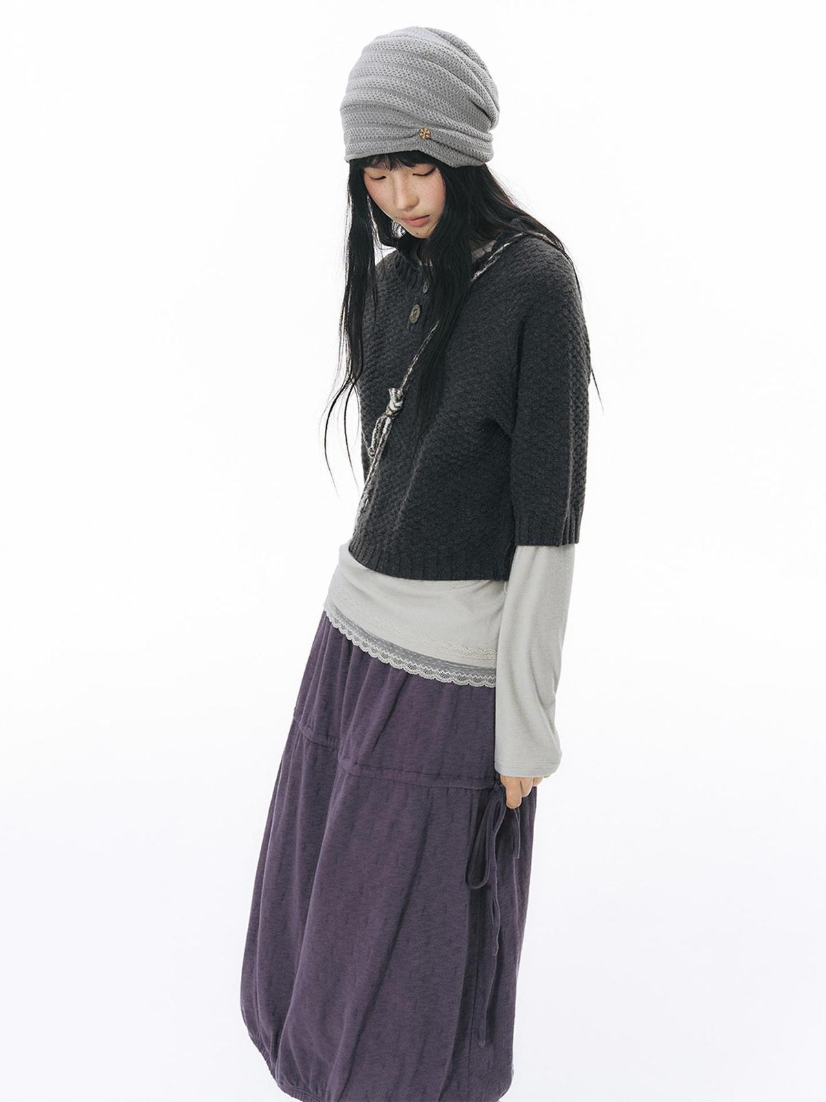 NAPSNAPS Drawstring Split Loose Fit Cotton Women&