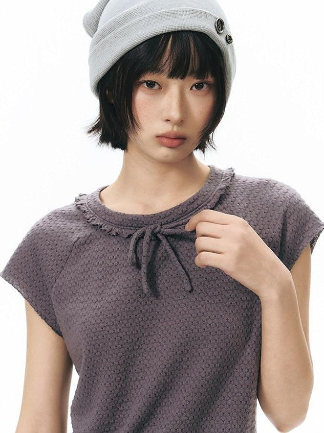 NAPSNAPS Dusty Purple Lace Tie Neck Raglan Women&