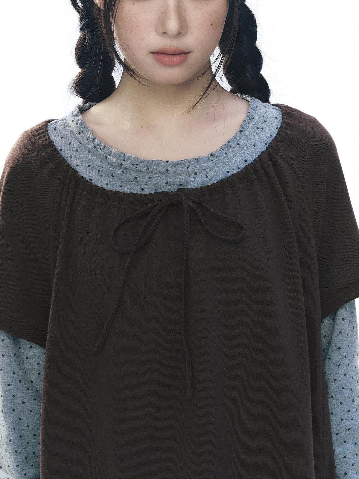 NAPSNAPS Embroidered Drawstring Raglan Sleeve Pocket Women&