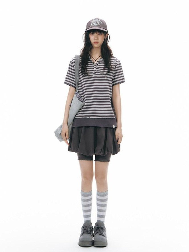 NAPSNAPS Faux Two Piece Bubble Skirt Knit Women&