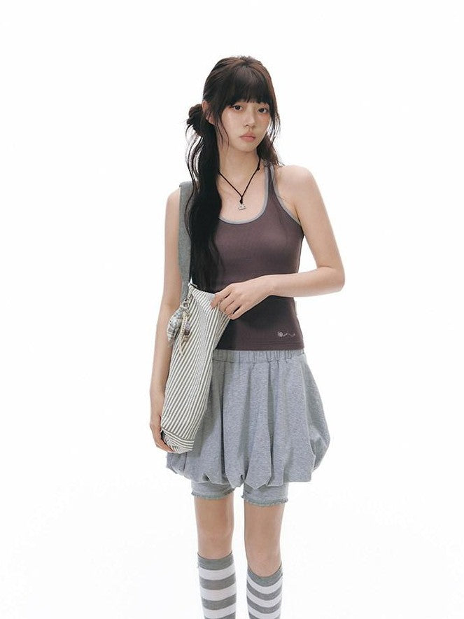 NAPSNAPS Faux Two Piece Bubble Skirt Knit Women&