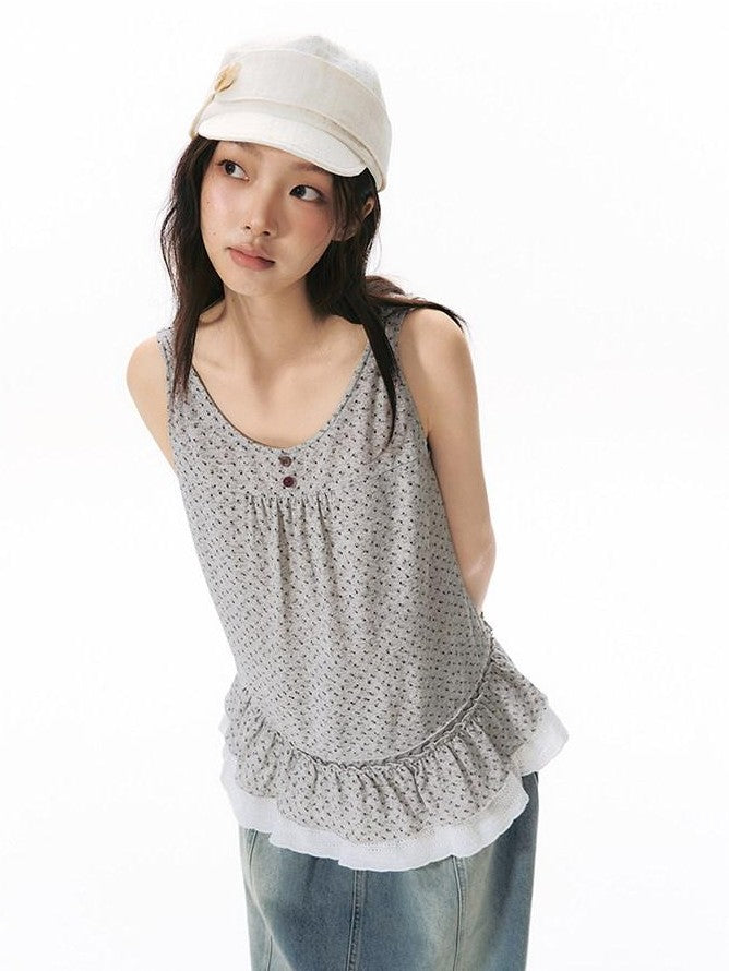 NAPSNAPS Floral Jacquard Patchwork Lace Trim Women&