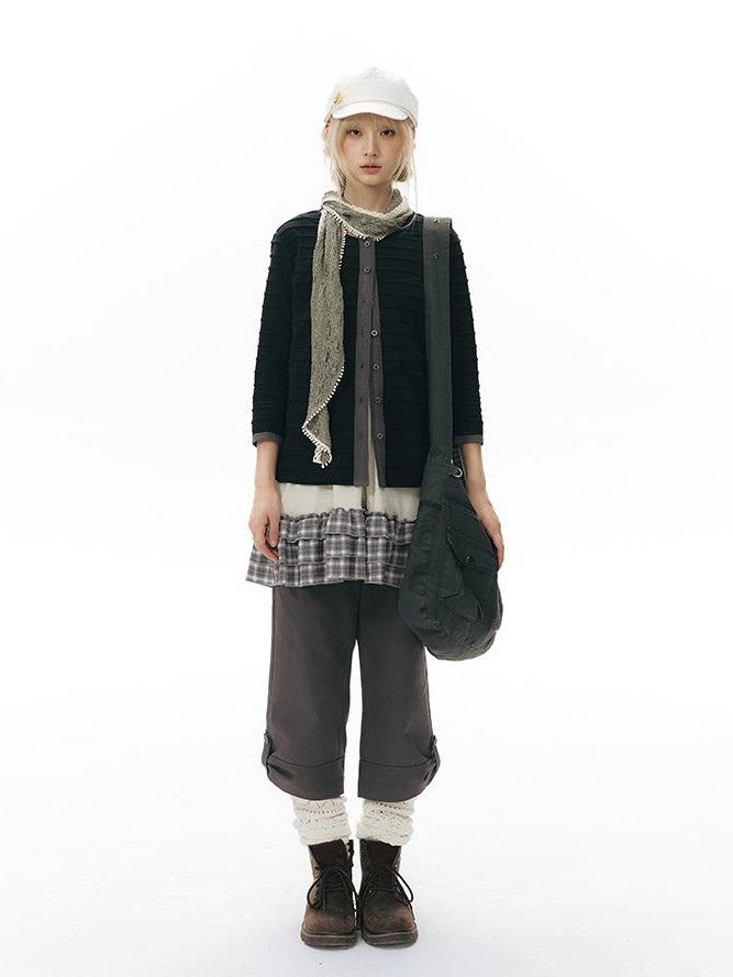 NAPSNAPS Girlish Patchwork Knit A Line Sleeveless Women&