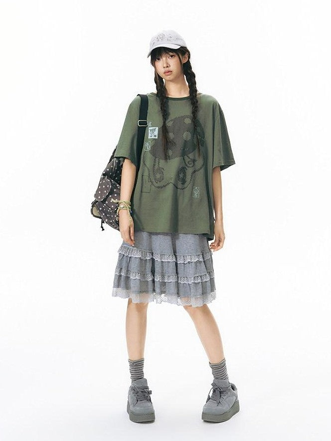 NAPSNAPS Girlish Star Print Loose Fit Women&