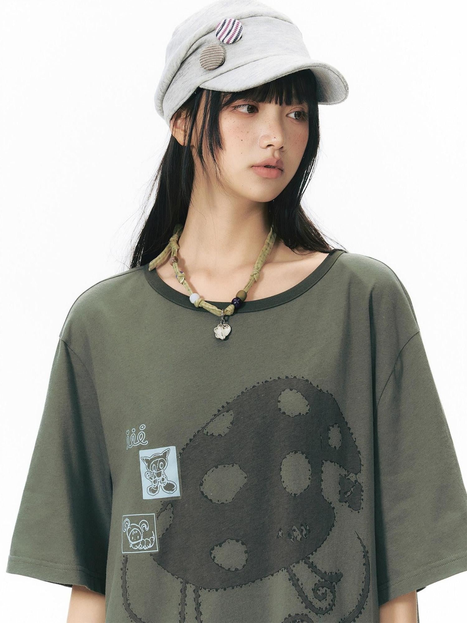 NAPSNAPS Girlish Star Print Loose Fit Women&