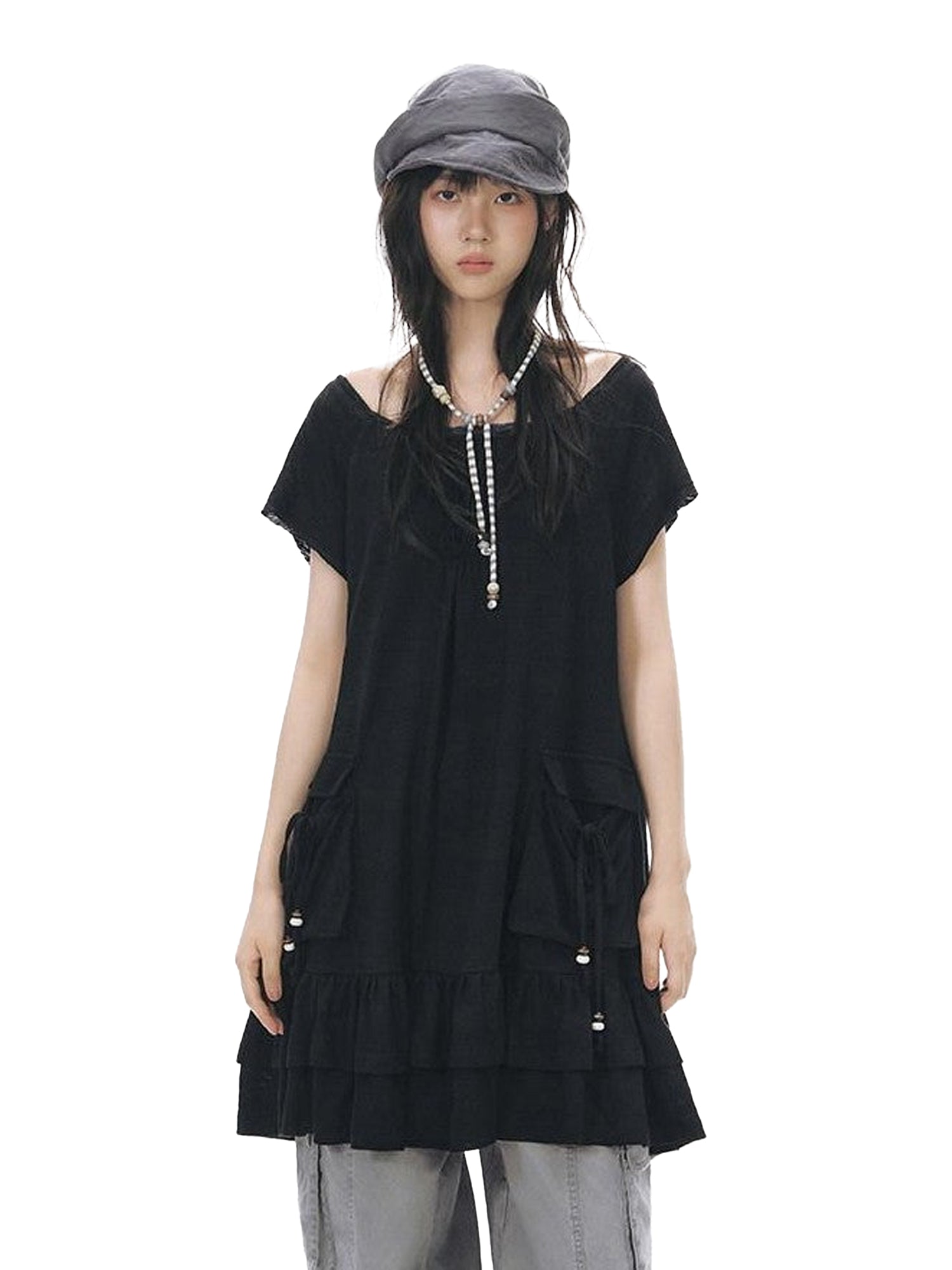 NAPSNAPS Girly Big Pocket One Shoulder Knit Women&