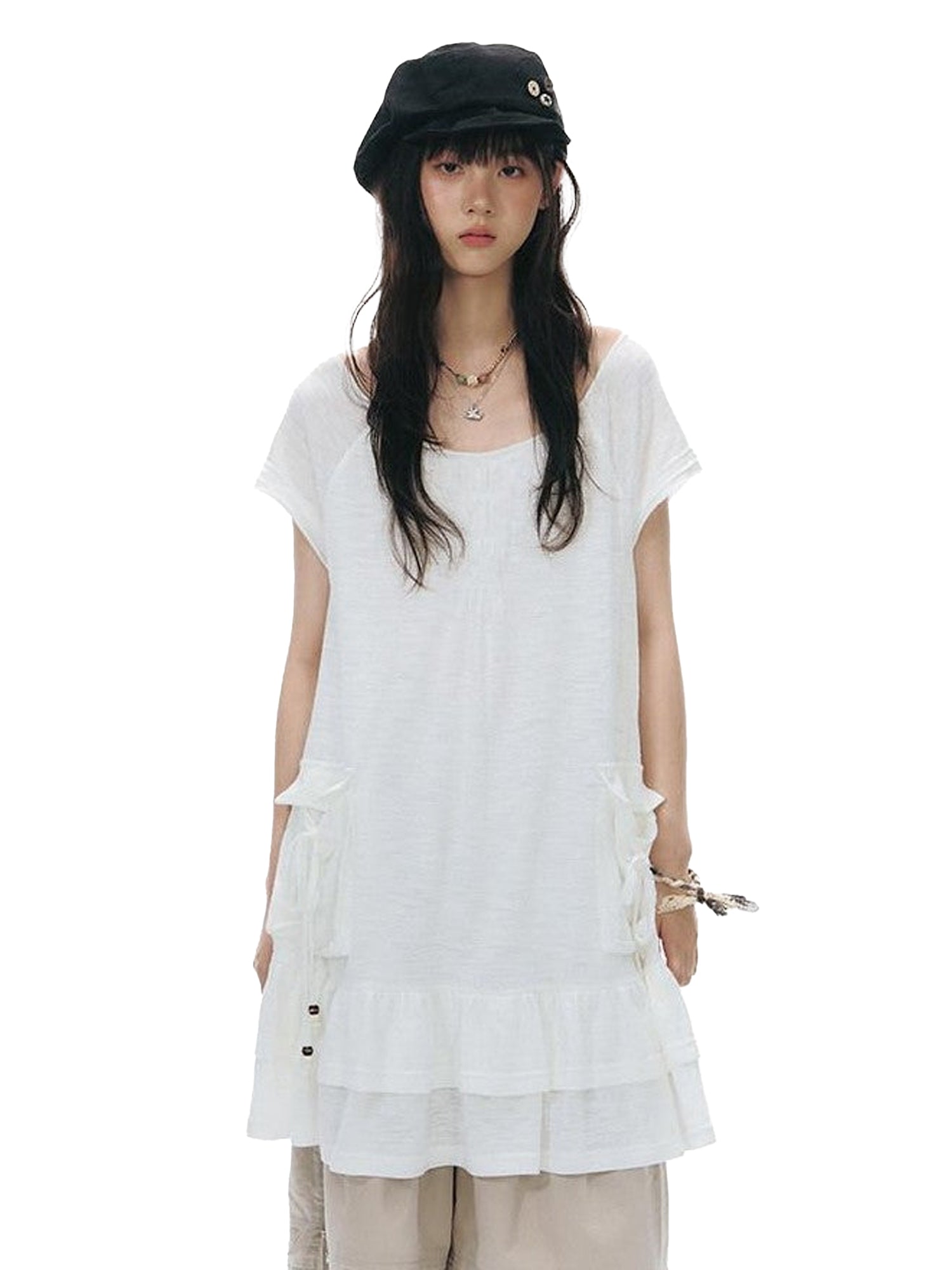 NAPSNAPS Girly Big Pocket One Shoulder Knit Women&