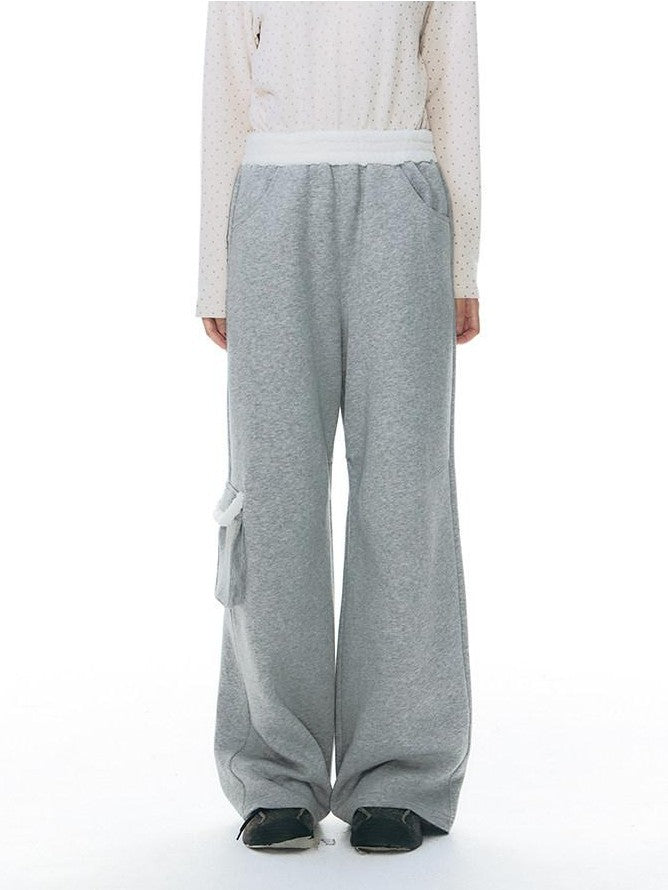 NAPSNAPS Gray Asymmetrical Spliced Plush Waist 3D Pockets Women&