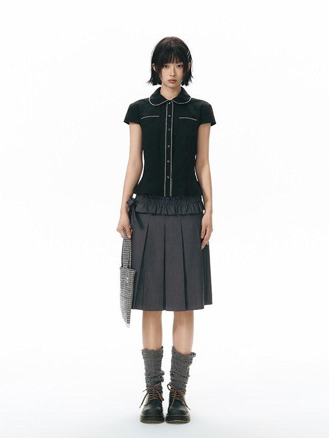 NAPSNAPS Gray Detachable Waist Belt Tie A Line Women&