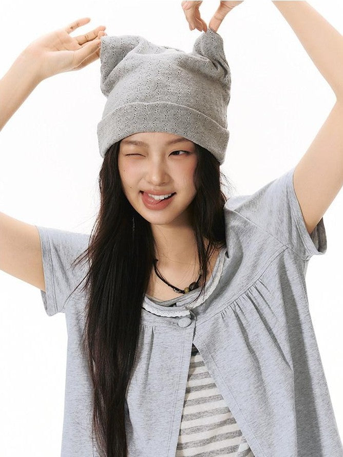 NAPSNAPS Gray Ruffle Spliced Faux Two Piece Women&