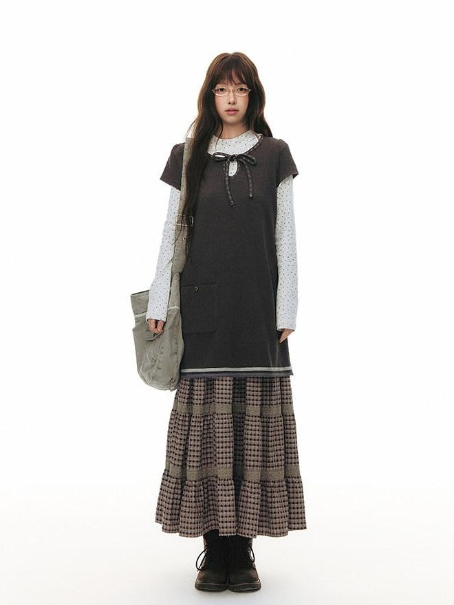 NAPSNAPS Gray Star Tie Button Stand Collar Slim Women&