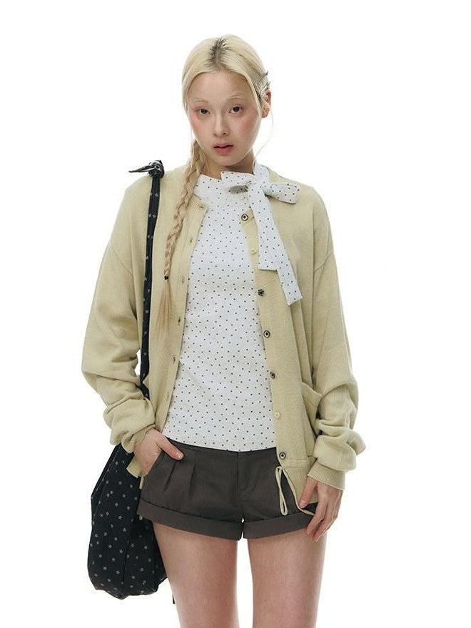 NAPSNAPS Gray Star Tie Button Stand Collar Slim Women&