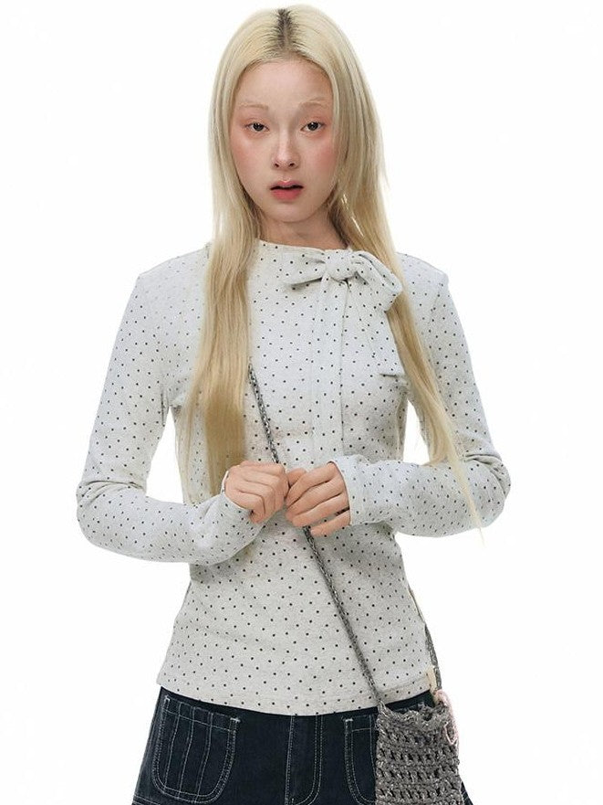 NAPSNAPS Gray Star Tie Button Stand Collar Slim Women&