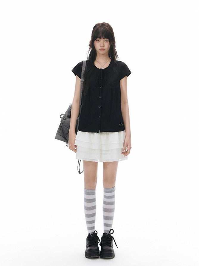 NAPSNAPS Gray White Striped Knitted Slouch Women&