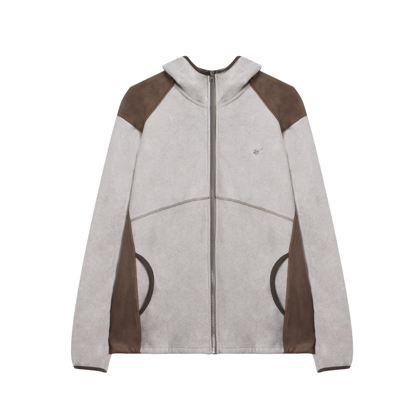 NAPSNAPS_Grey_Brown_Patchwork_Polar_Fleece_Hooded_Zip_Women&