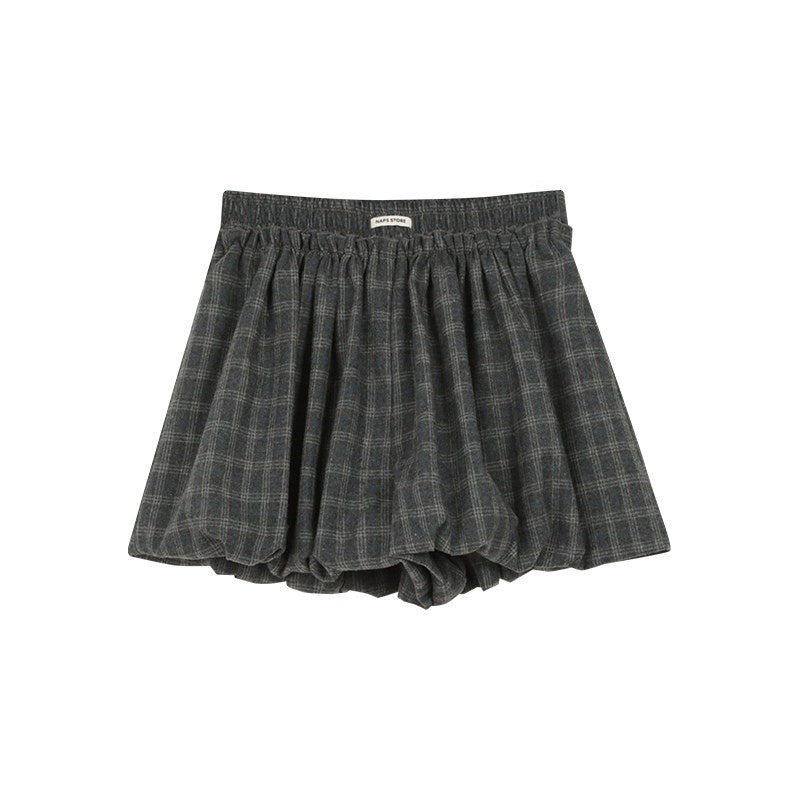 NAPSNAPS_Grey_Plaid_Lantern_Pleated_High_Waist_Women&