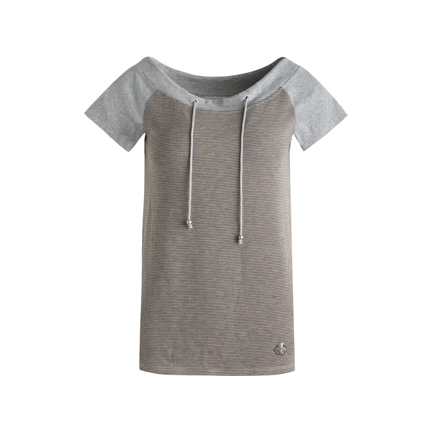 NAPSNAPS_Grey_Red_Stripe_Embroidered_Raglan_One_Shoulder_Women&