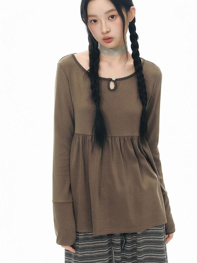 NAPSNAPS Grey Striped Contrast Collar Knit Aline Women&