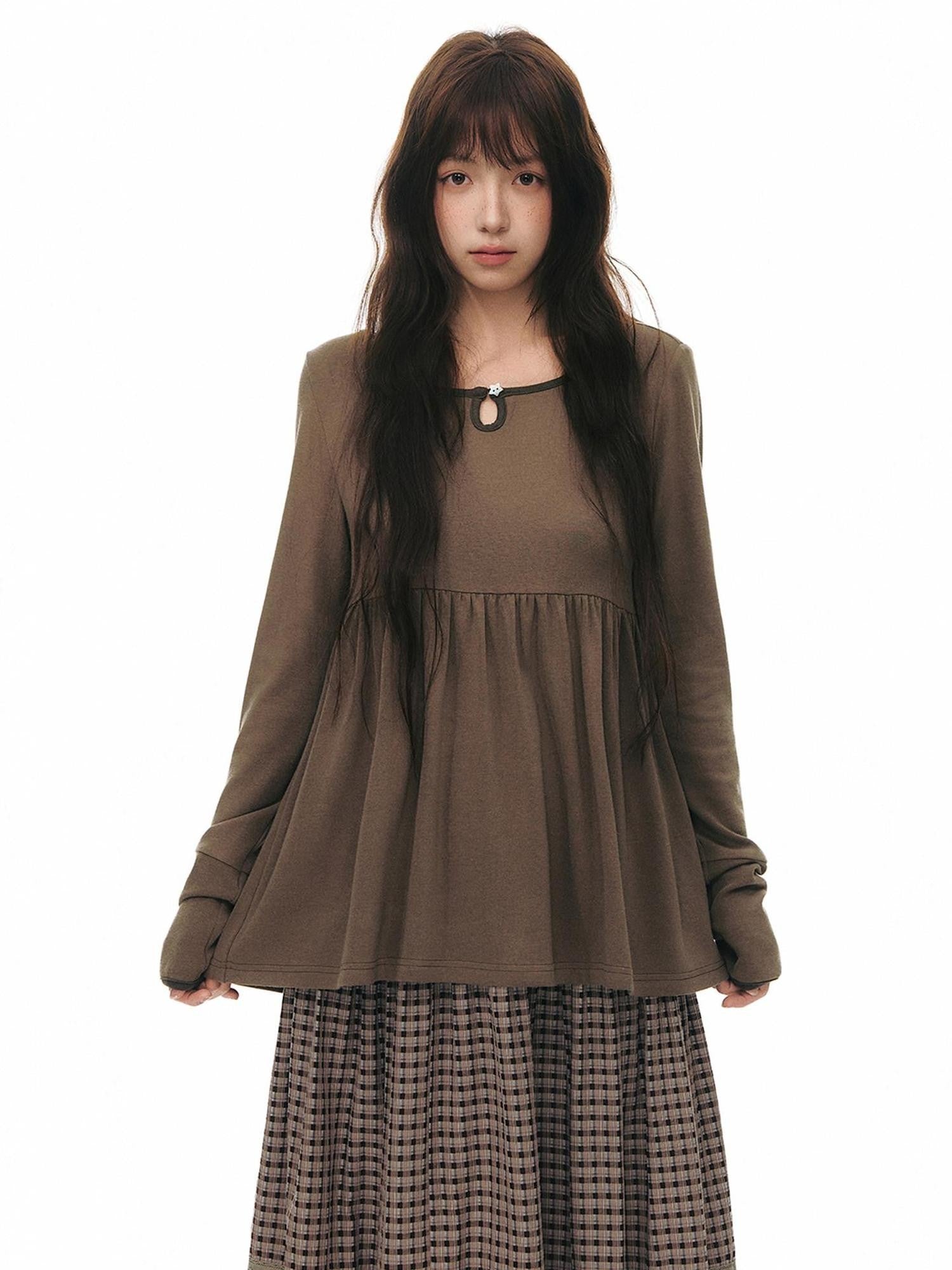 NAPSNAPS Grey Striped Contrast Collar Knit Aline Women&