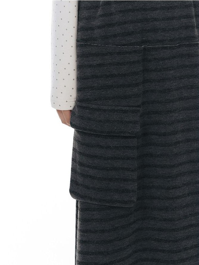 NAPSNAPS Grey Striped Spliced Plush Waistband Pocket Women&