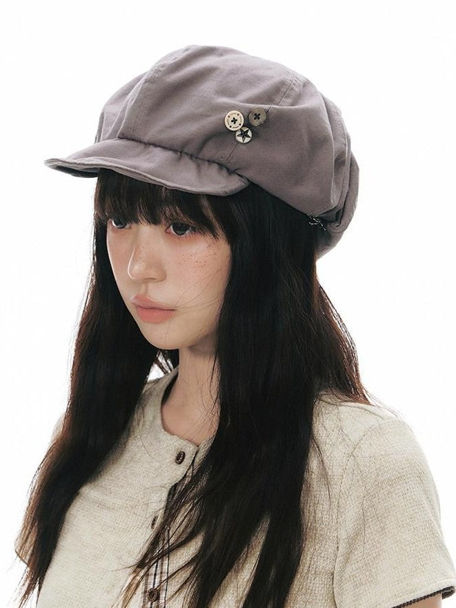NAPSNAPS Handmade Octagonal Curved Brim Metal Buckle Women&