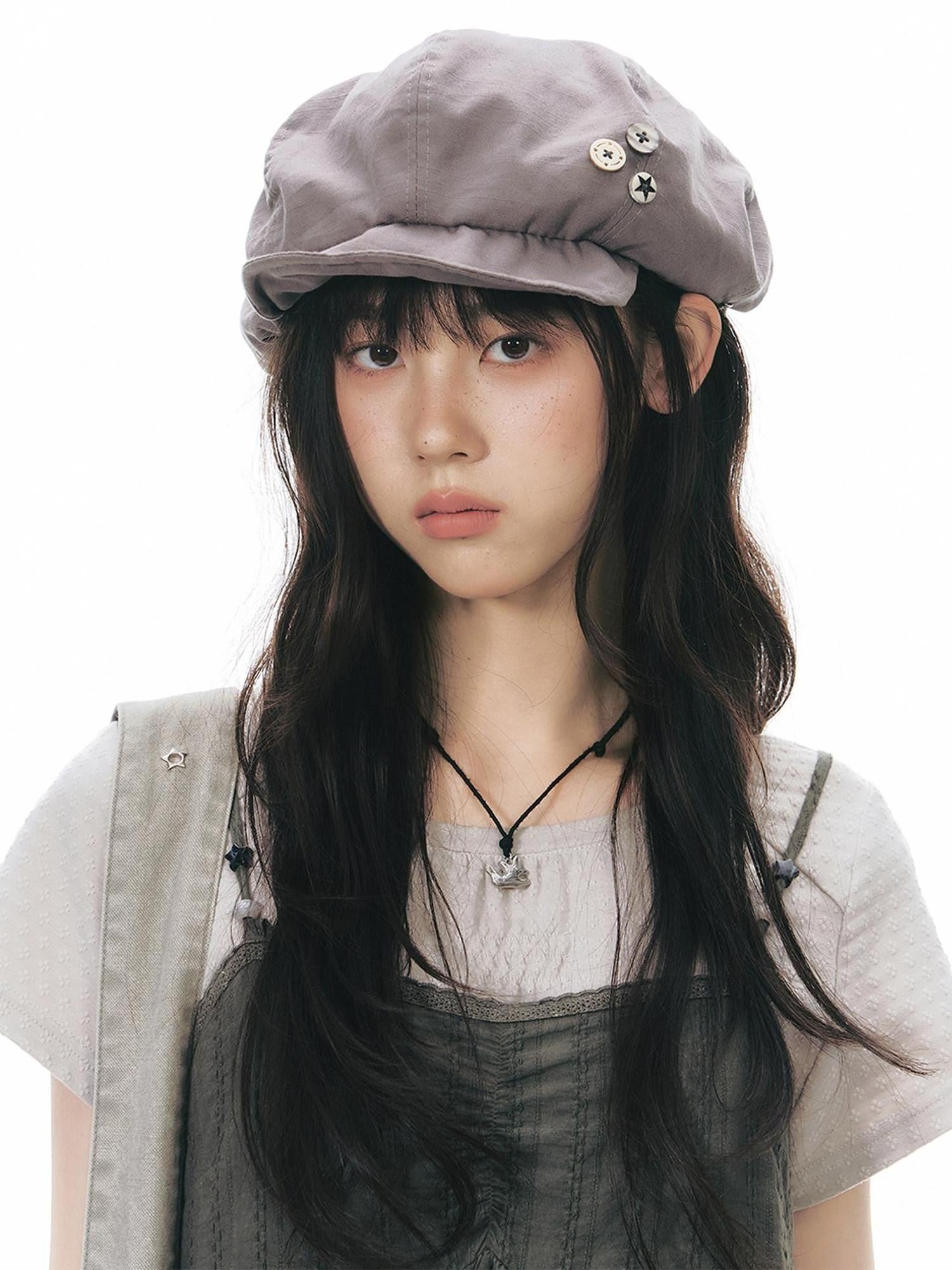NAPSNAPS Handmade Octagonal Curved Brim Metal Buckle Women&