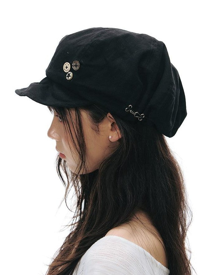 NAPSNAPS Handmade Octagonal Curved Brim Metal Buckle Women&