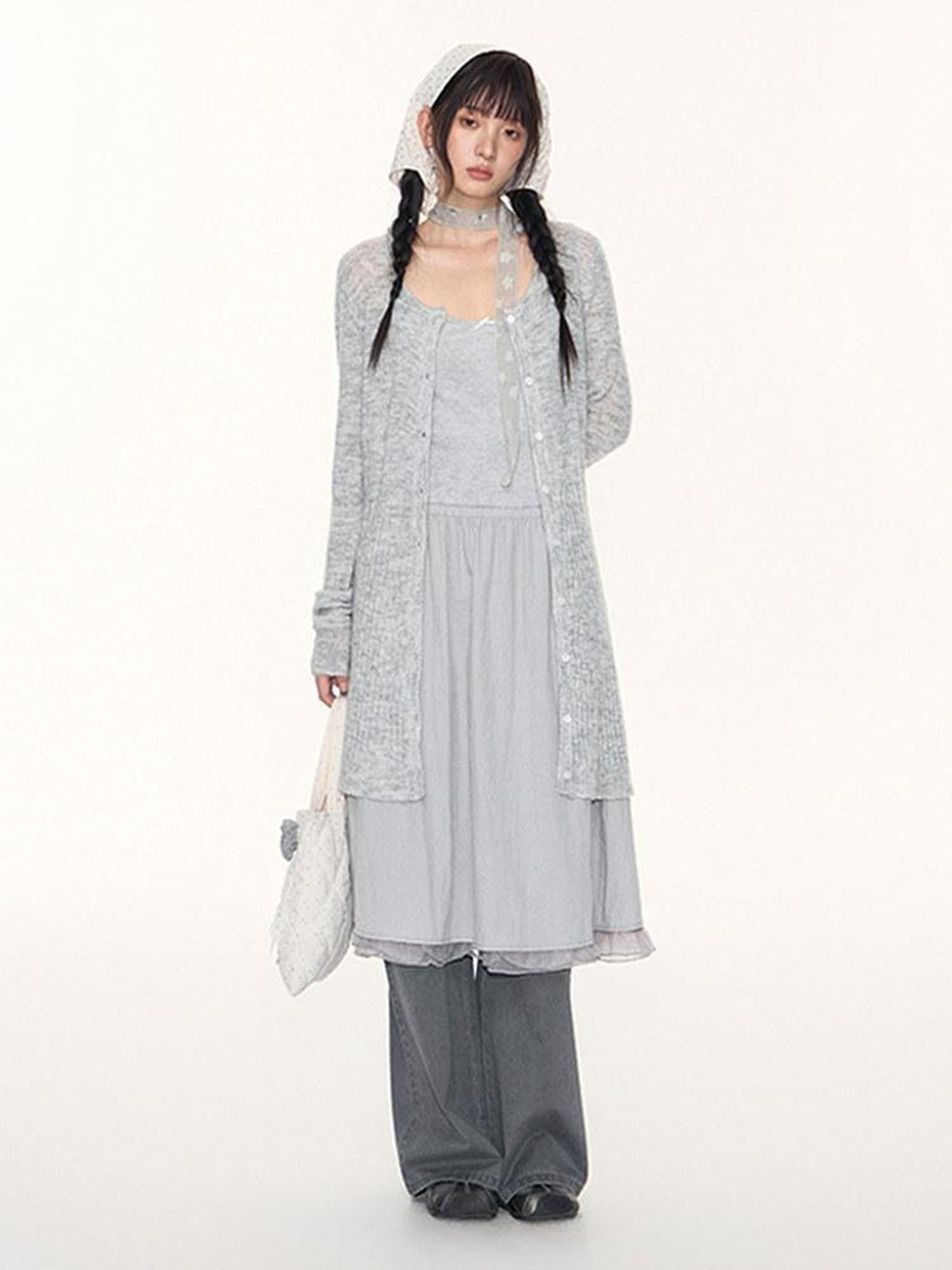NAPSNAPS Heather Gray Star Jacquard Cardigan Women&