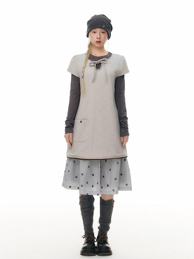 NAPSNAPS Heather Gray Waffle Knit Button Detail Women&