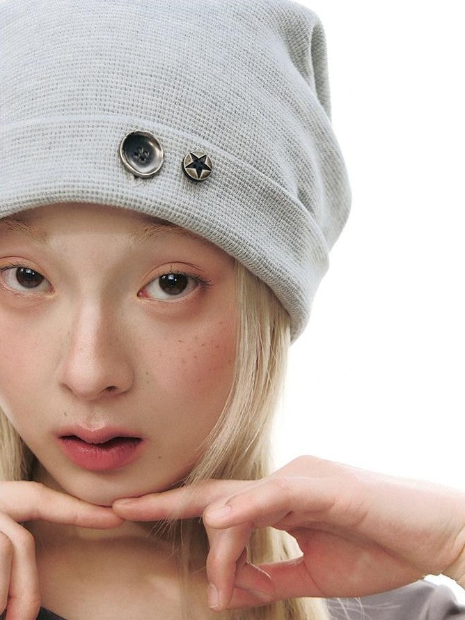 NAPSNAPS Heather Gray Waffle Knit Button Detail Women&