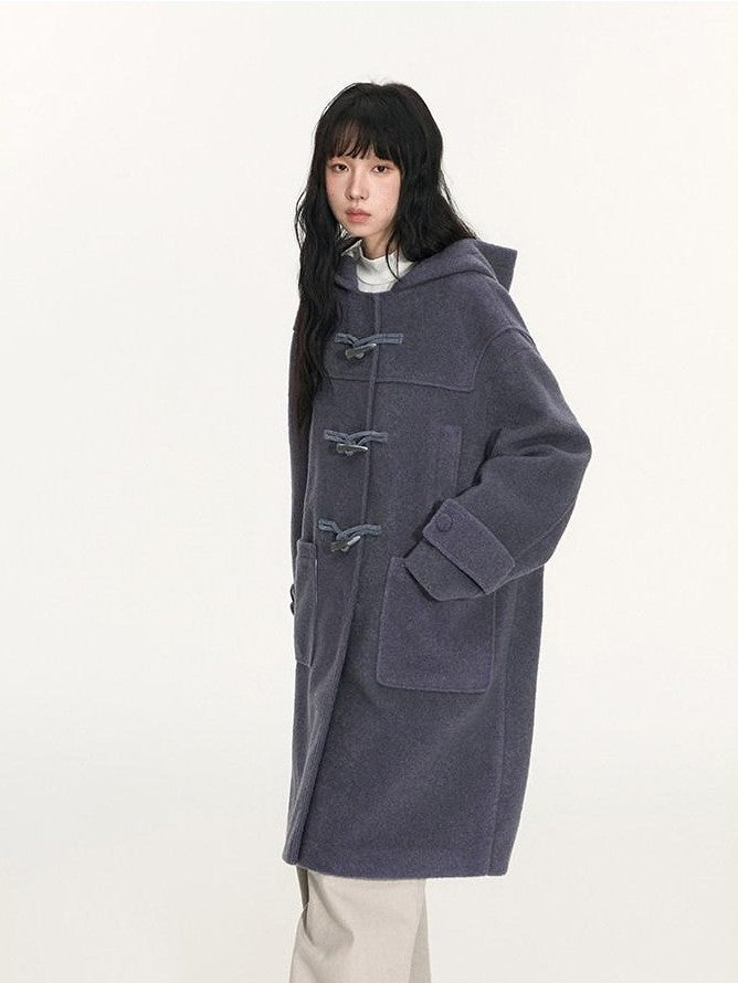 NAPSNAPS Heather Grey Hooded Duffle Toggle Midlength Loose Women&