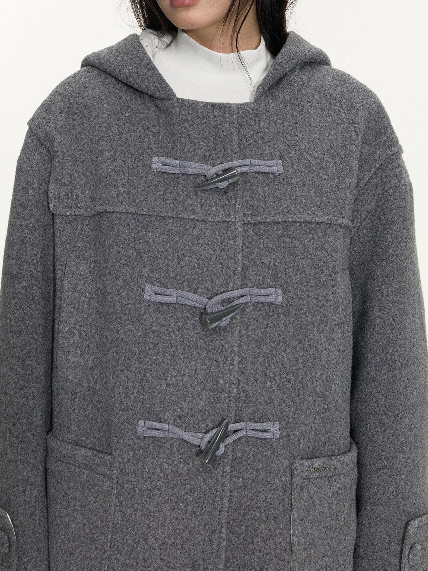 NAPSNAPS Heather Grey Hooded Duffle Toggle Midlength Loose Women&