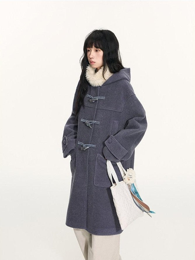 NAPSNAPS Heather Grey Hooded Duffle Toggle Midlength Loose Women&