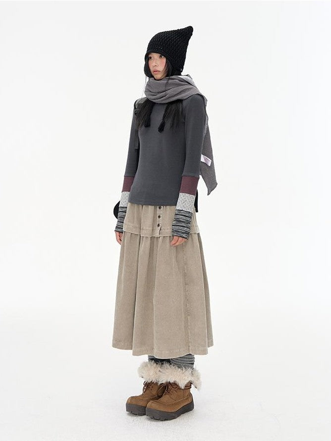 NAPSNAPS High Neck Spliced Knit Slim Fit Women&