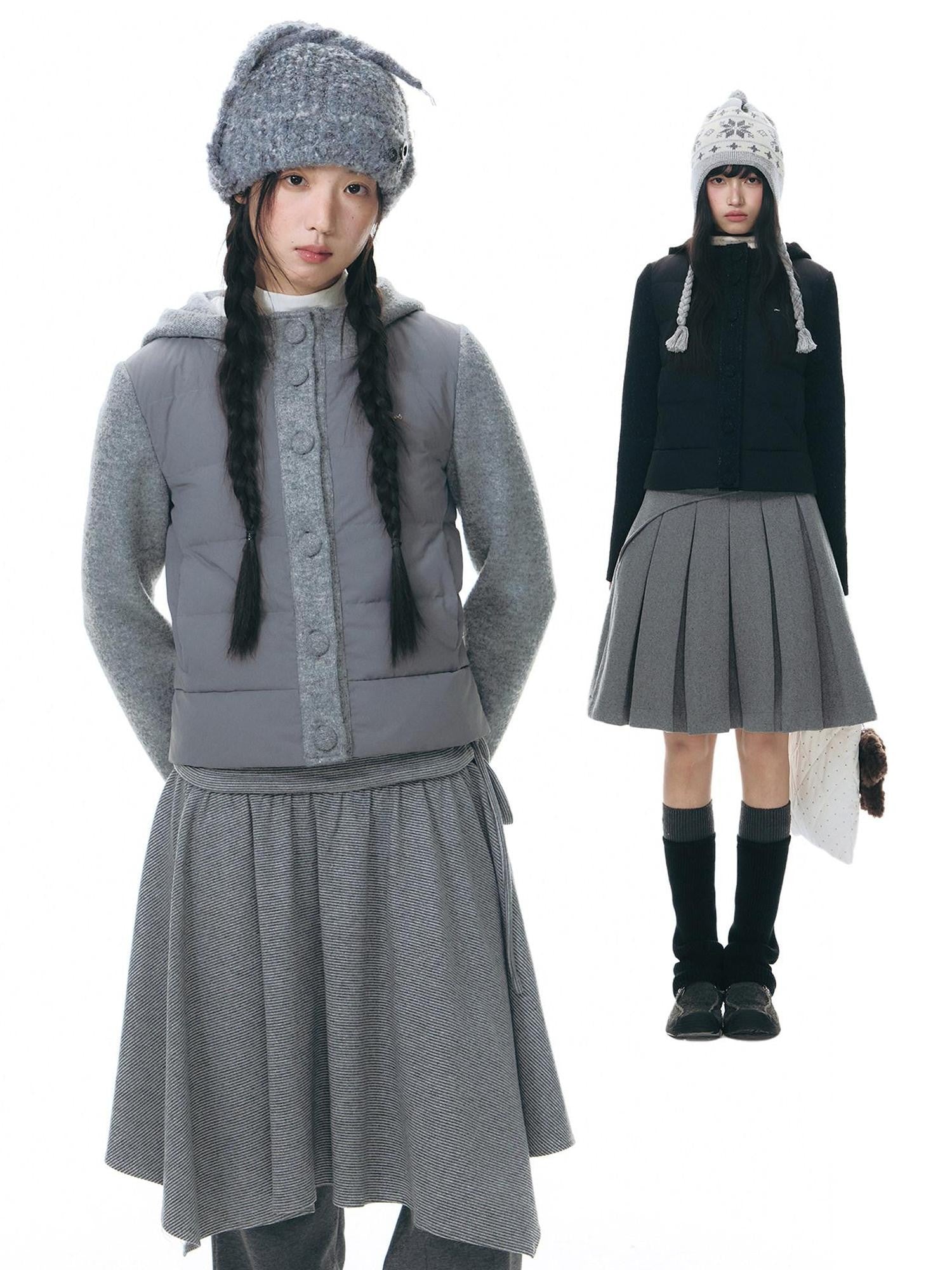 NAPSNAPS Knit Spliced Hooded Slim Fit Women&