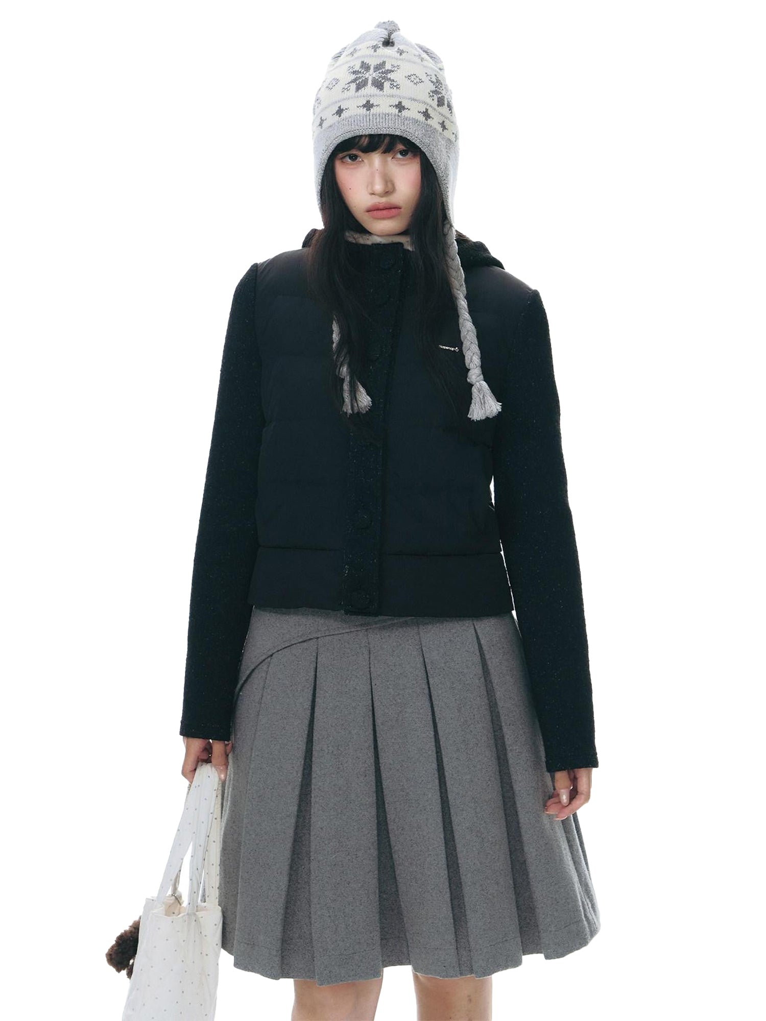 NAPSNAPS Knit Spliced Hooded Slim Fit Women&
